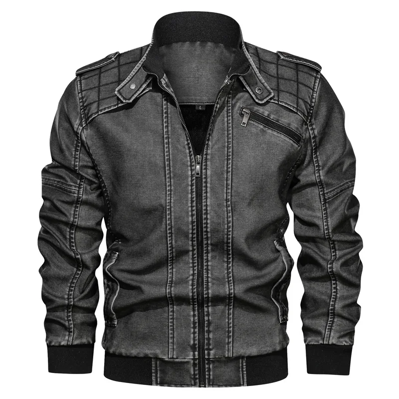 Men Jackets 2020 Men's Winter Casual Stand Collar Washed Motorcycle Jacket Coat Mens Vintage Jacket Outerwear Male jaqueta 6XL Men Jackets 2020 Men's Winter Casual Stand Collar Washed Motorcycle Jacket Coat Mens Vintage Jacket Outerwear Male jaqueta 6XL