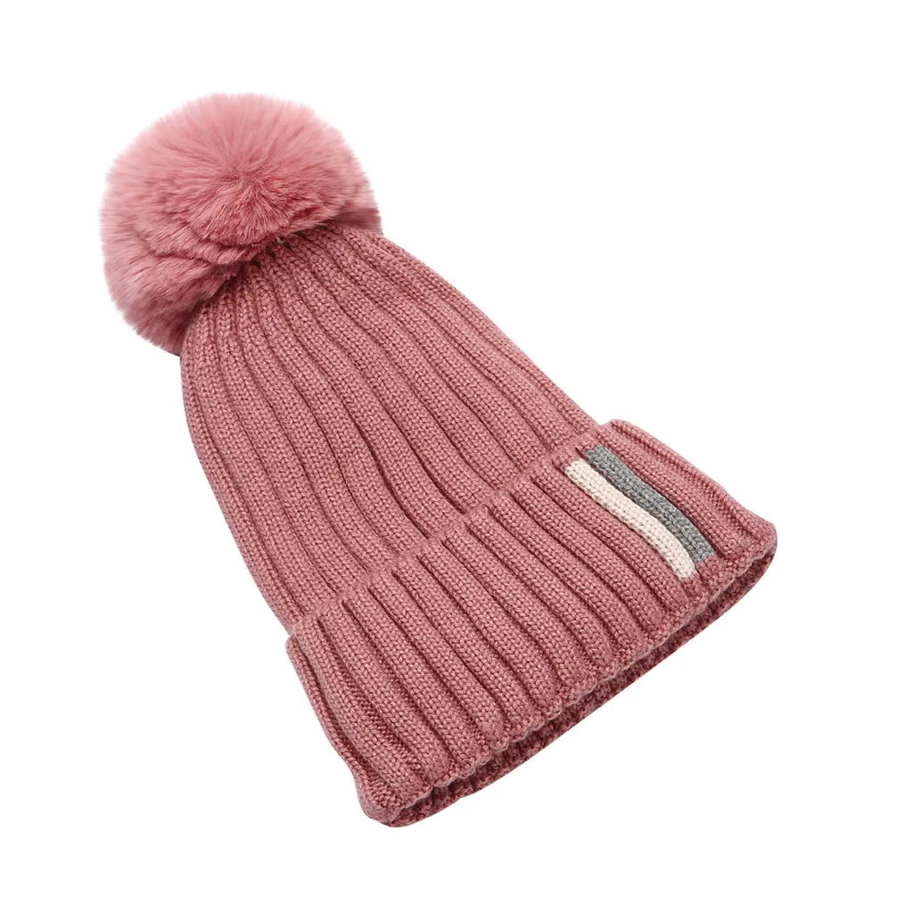 Hot Pink Головной убор с флисовой подкладкой, Модный женский зимний воротник, толстая вязаная теплая шапка, женская шапка с помпоном, лыжный шарф - Цвет: Hot Pink