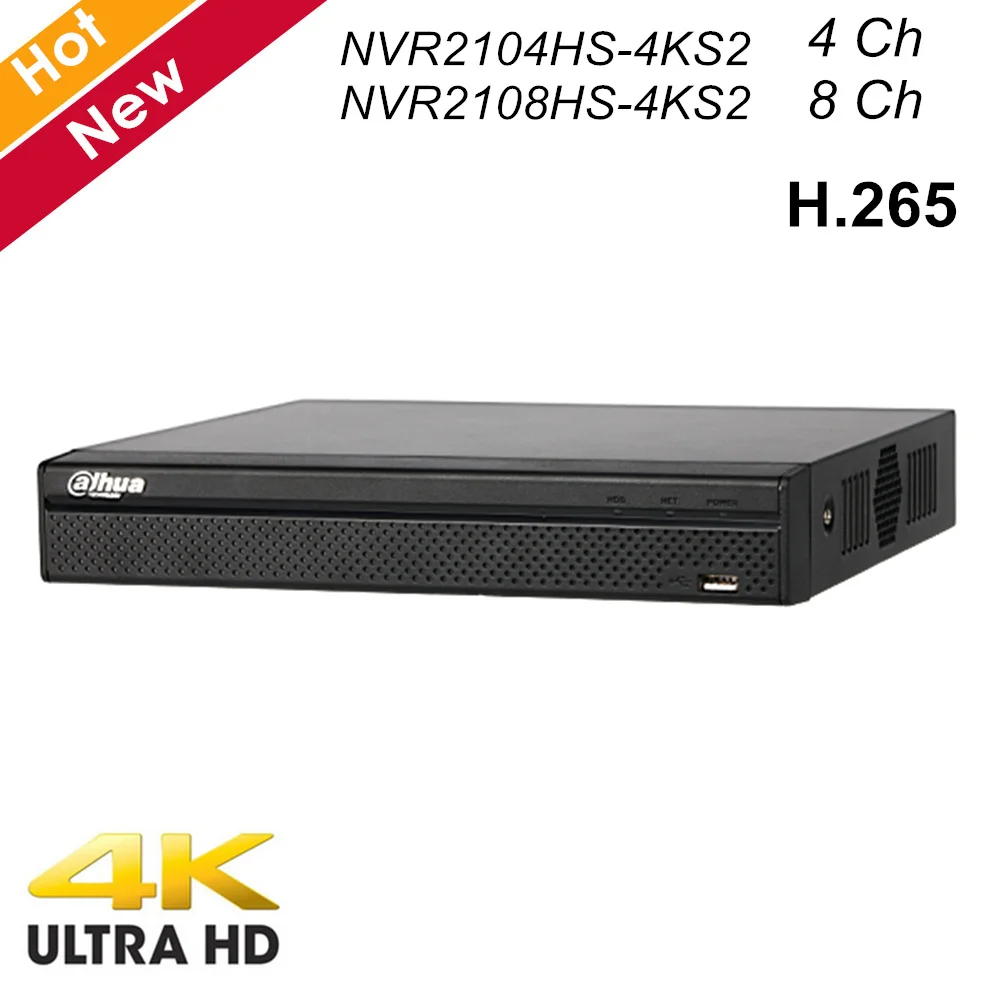  Dahua 4K 4CH 8CH NVR Compact 1U Lite 4K H.265 Network Video Recorder NVR2104HS-4KS2 NVR2108HS-4KS2 