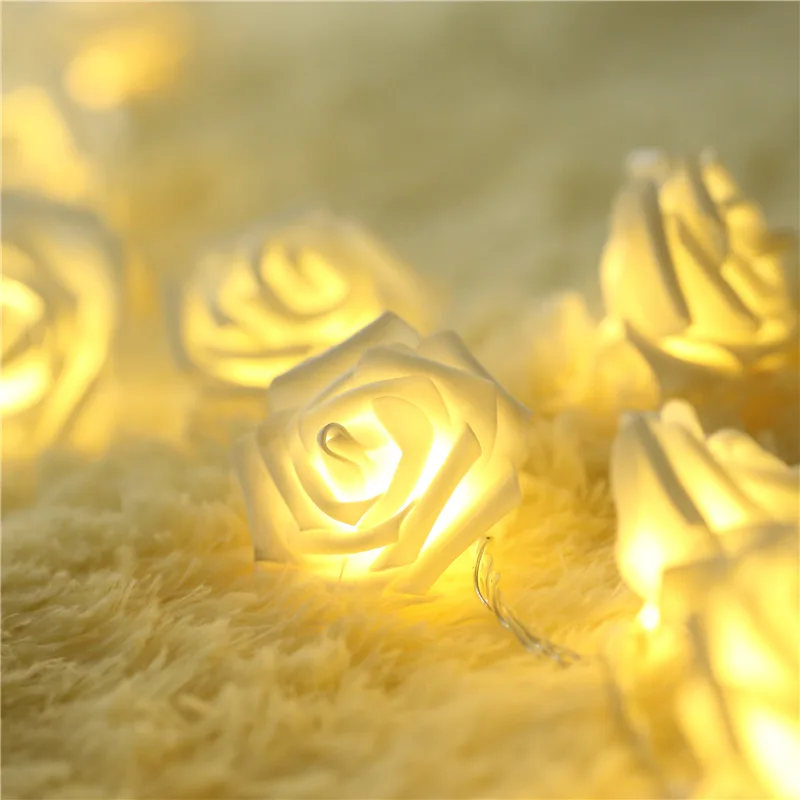YINUO LIGHT 2M 20 Roses Flower LED String Lights Garland Holiday Lights for Valentine's Day Christmas Home Wedding Decoration