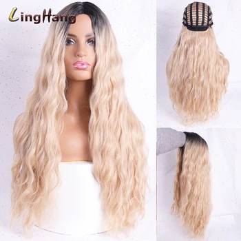 

LINGHANG Women's Wigs Long Water Wave Hair Brown Suitable For Black / White Female Synthetic Wig Heat-Resistant Wig Cosplay