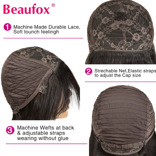 Beaufox Loose Deep Wave Wig Malaysian Human Hair Wigs For Women Glueless Full Machine Wig With Bangs Remy Human Hair Wig 8-28 In 4
