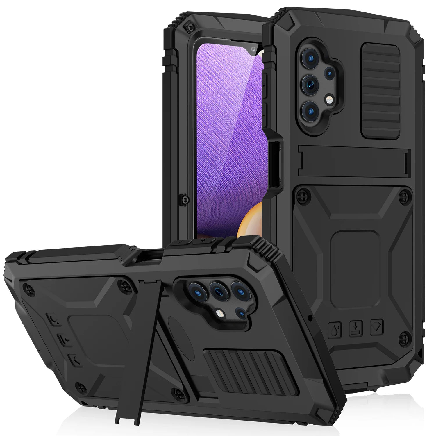 

Powerful Case For Samsung Galaxy M32 5G Case Metal Armor Shock Dirt Proof Waterproof Phone Case Cover with Kickstand