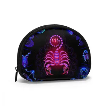 

Women Small Cosmetic Bag Neon Horoscope Circle Scorpio Travel Make Up Coin Money Card Lipstick Storage Pouch Purse Bag