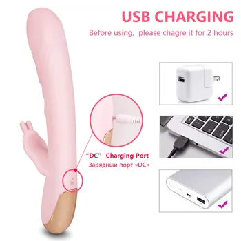 G Spot Dildo Rabbit Vibrator Dual Vibration Vagina Clitoris Massager Sex toys for Woman Silicone Vibrators for Women Sex Toys 6