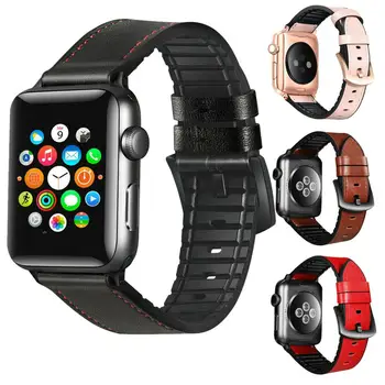 

Classic Genuine Leather Loop Belt For Apple Watch Band 38/40/42/44mmm Rubber Replacement Watch Bands For iWatch Series 5 4 3 2 1