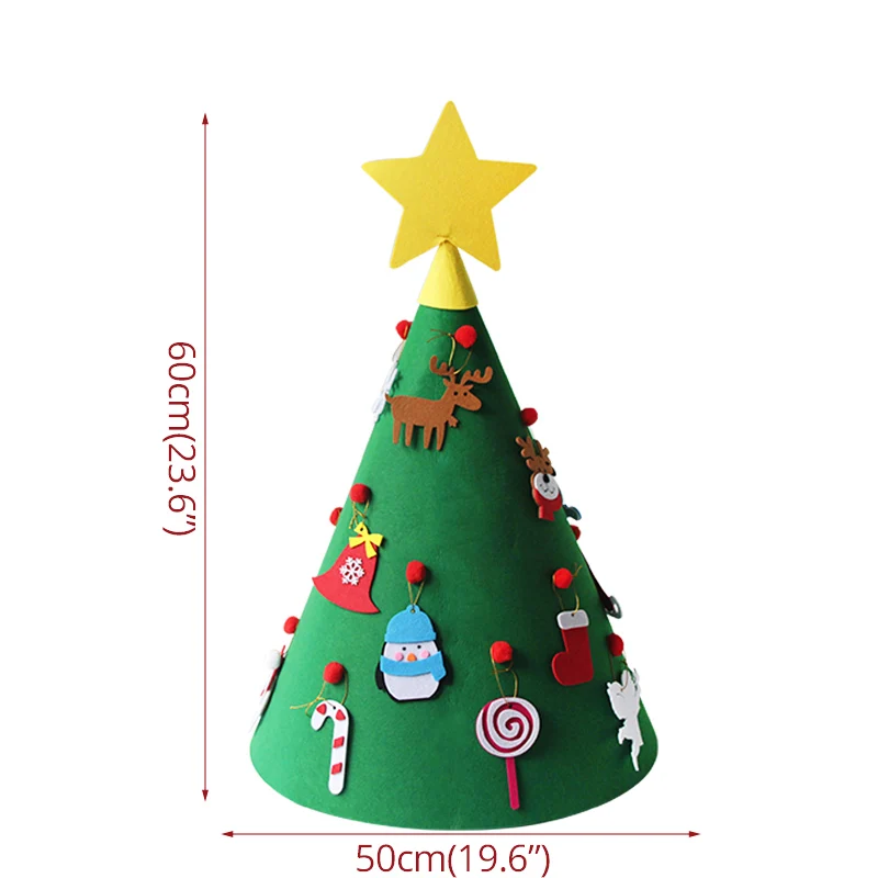 3D Войлок Рождественская елка с орнаментом детская Рождественская елка Подарки Игрушка Новогодняя дверь настенные подвесные рождественские украшения - Color: Felt Xmas Tree 1