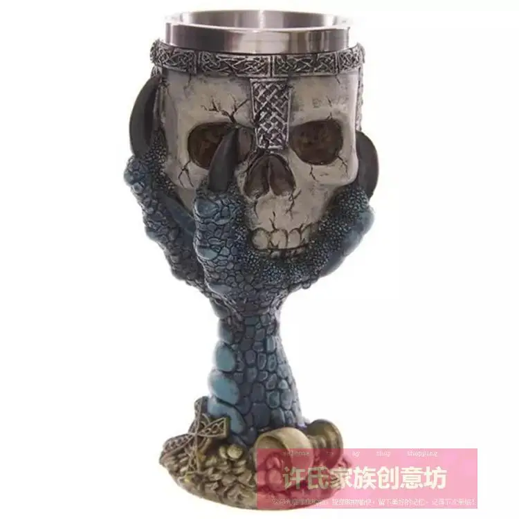 3D череп воды чашки, кружка, нержавеющая сталь вина чашки, смолы череп чашки, Кубок