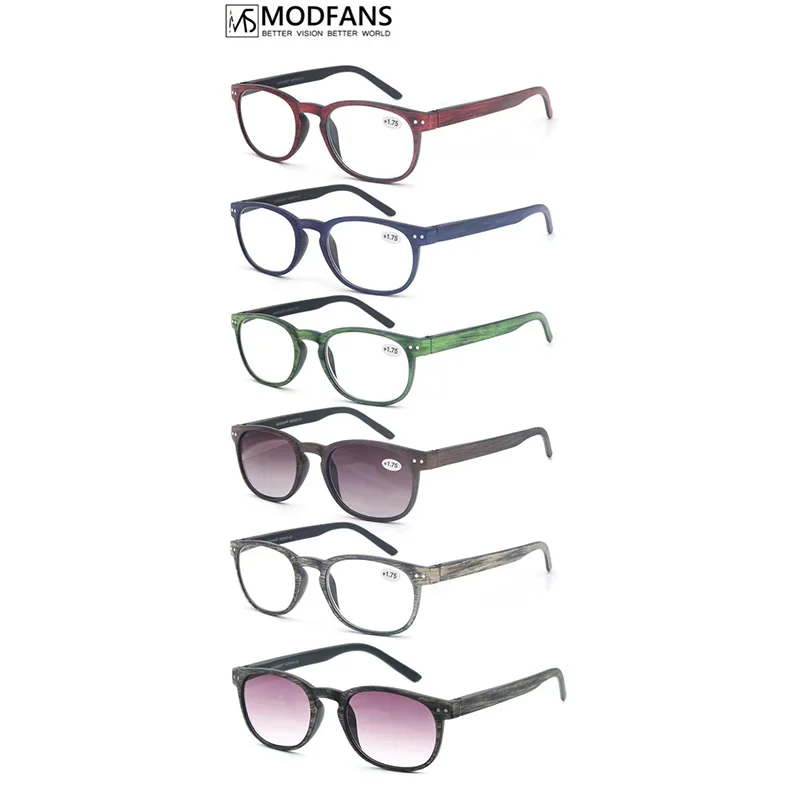 Stylish Wood-Look Frame Reading Sunglasses with Lightweight Spring Hinges