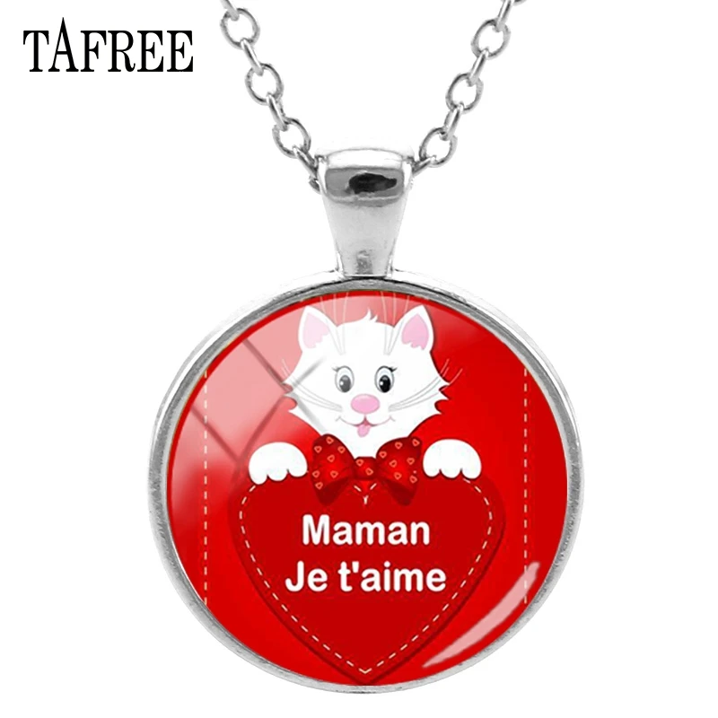TAFREE модный Je Tɺime папа и мама красного цвета с принтом сердце любовь Pandent цепи