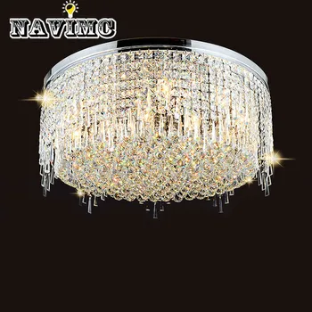 

Modern LED Shine Round Crystal Ceiling Lights for Living Room Bedroom Chrome Light Fixture
