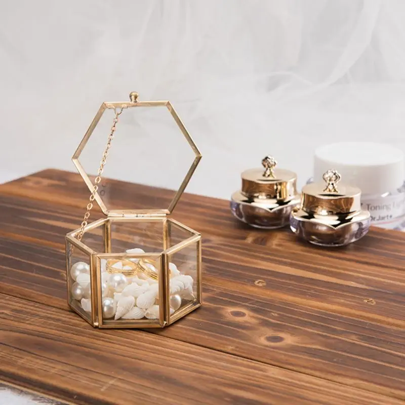 golden glass jewelry box Geometrical Clear Jewelry Organize Holder Tabletop Succulent Plants Container Home Jewelry Storage golden glass jewelry box Geometrical Clear Jewelry Organize Holder Tabletop Succulent Plants Container Home Jewelry Storage
