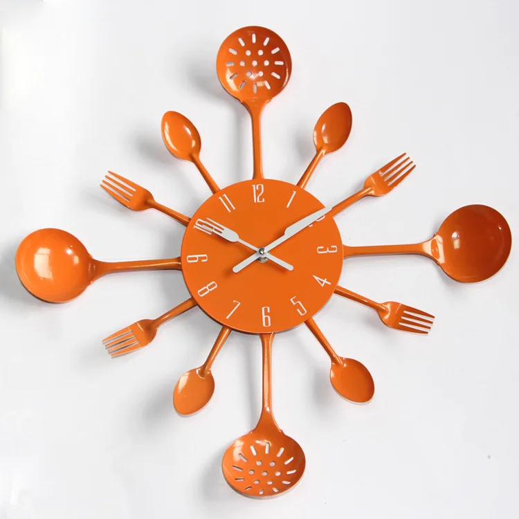 [Manufacturers Direct Selling] Color Metal Knife And Fork Clock-Style Kitchen Wall Clock Creative Cool New Style Living Room Wal