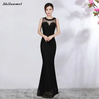

Black Long Evening Party Dress Sleeveless Slim Formal Occasions Women Dress Elegant Mesh Backless Hollow Out Maxi Mermaid Dress