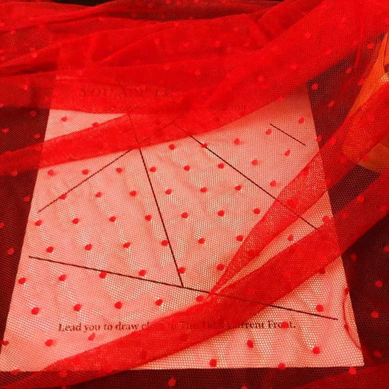 10 ярдов красный маленький круглый точка эластичное кружево одежда дна детская одежда задний план украшение для головного убора аксессуары