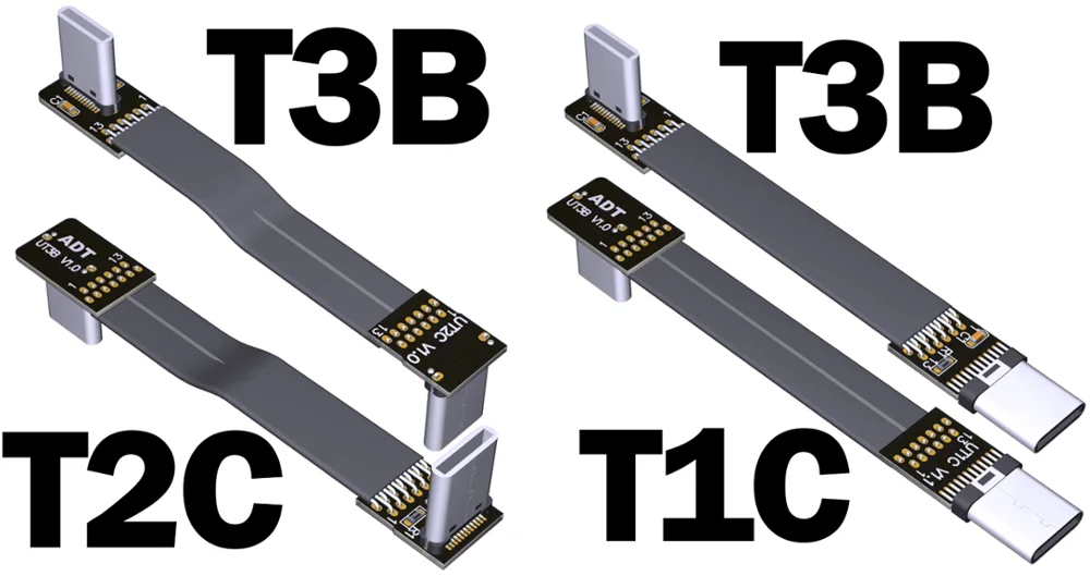 FPV USB 3.1 Type-C to Type-C Flat Extension Cable - 90 Degree Up/Down Angle, 10Gbps Gen2 Full Speed Description Image.This Product Can Be Found With The Tag Names Adapter, Computer Cables Connecting, Computer Peripherals, PC Hardware Cables Adapters