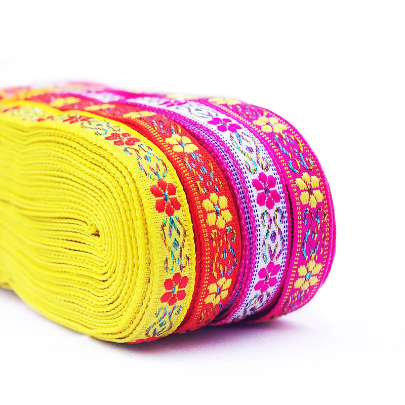 7Meters 10MM Woven Jacquard Ribbon Vintage Ethnic Embroidery Lace Curtain Clothing Bags