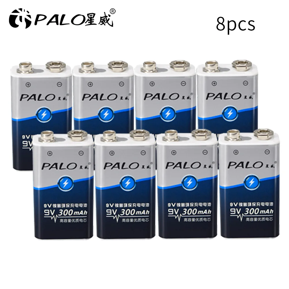8 шт. перезаряжаемые батарейки PALO 9 В 300 мАч|volt battery|battery rechargeable 9v9v battery |