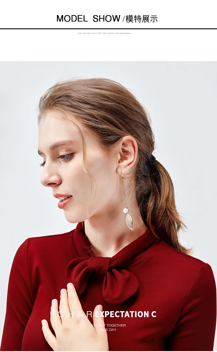 Bow tie shirt female lively and playful women's ageing girl wind fruit girl sweet Korean wind long sleeve t-shirt