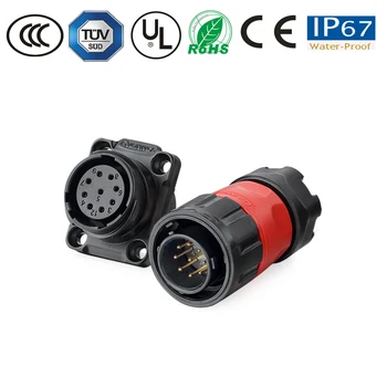 

waterproof 9 pin panel power connector PBT circular 5A 250V IP67 led automotive TV multi-function connector plug&socket