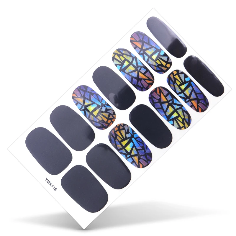 14 насадок/набор, полное покрытие, наклейки для ногтей, обертывания, Рождественский дизайн, сделай сам, наклейки для нейл-арта, простые наклейки, самоклеющиеся, маникюр, зеленый, синий