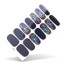 14 насадок/набор, полное покрытие, наклейки для ногтей, обертывания, Рождественский дизайн, сделай сам, наклейки для нейл-арта, простые наклейки, самоклеющиеся, маникюр, зеленый, синий