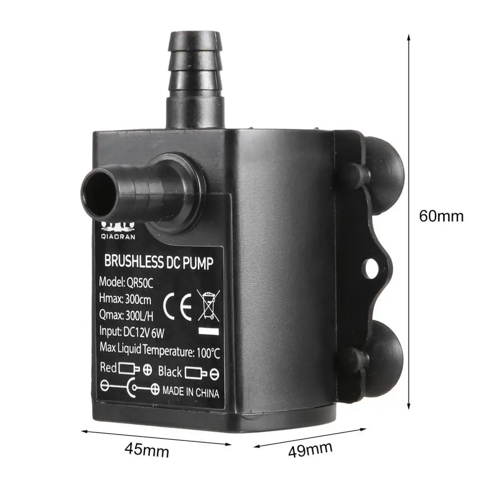 Water Pump Mini 5V 4.8W Ultra-stille Borstelloze Waterdichte Dompelpompen Fontein Aquarium Circulerende 300L/H Lift usb