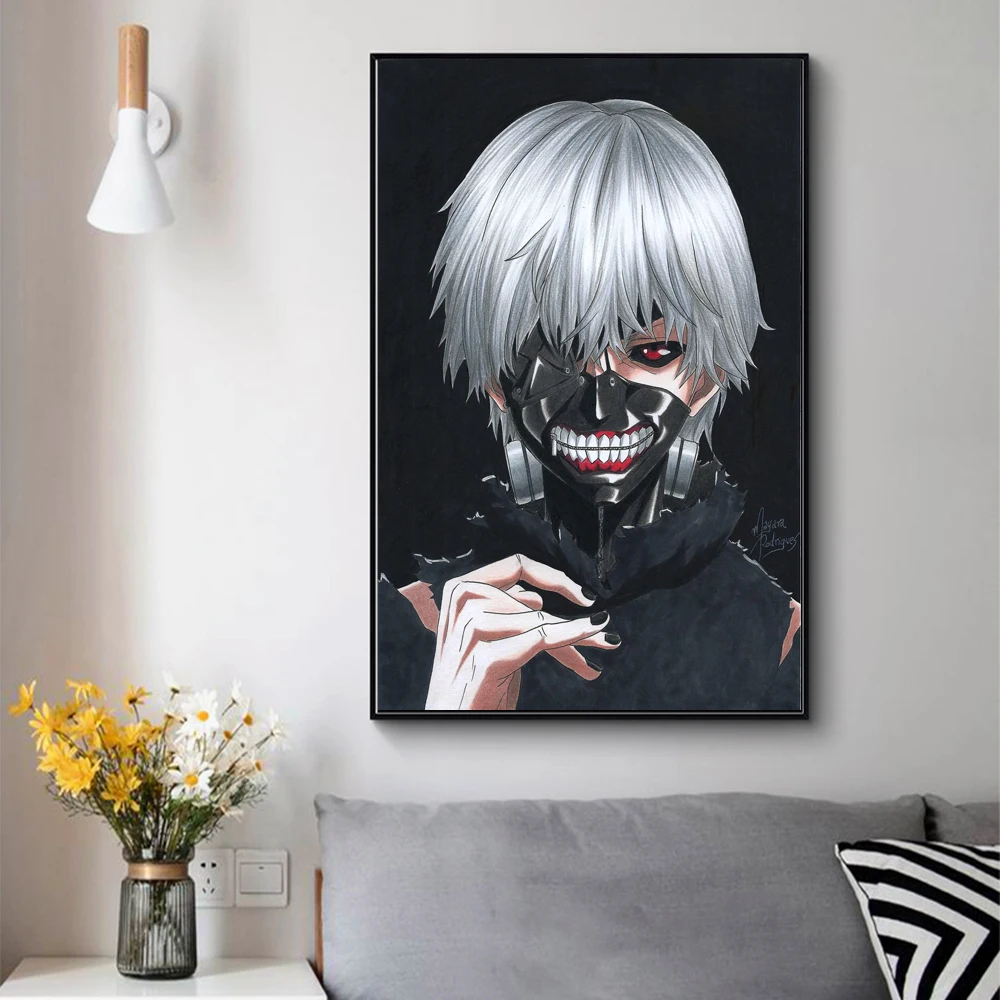 Japanese Hot Blooded Anime Tokyo Ghoul Kaneki Ken Poster Wall Art Canvas Painting Anime Posters And Prints Room Decor Unframed Painting Calligraphy Aliexpress