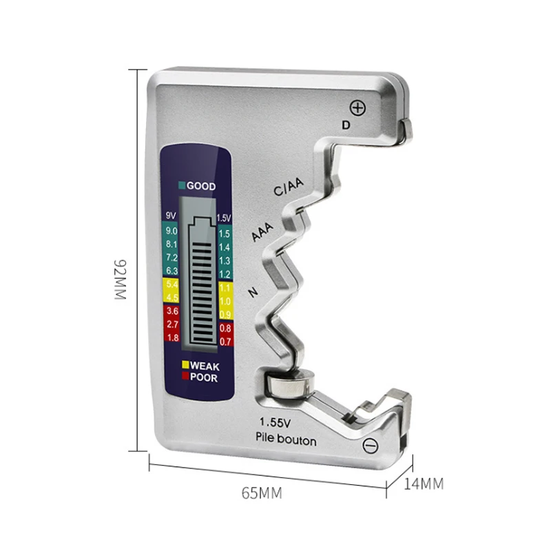 Digital Battery Tester Capacity Detector For C/D/N/AA/AAA/9V 6F22 Batteries /1.55V button cell - 5