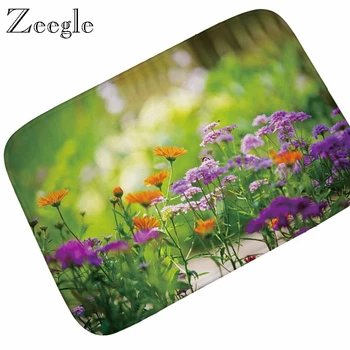 

Zeegle Home Decor Flannel Entrance Doormat 3D Flowers Pattern Entrance Door Welcome Carpet Kids Bedroom Bedside Floor Mat