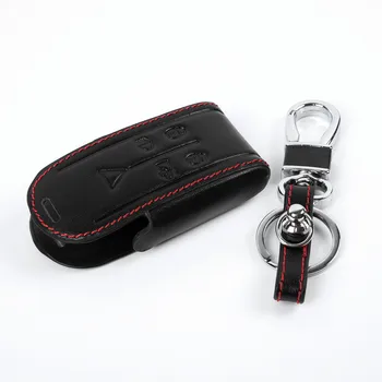 

Leather+Metal 1pc Protector Key Case Replacement Leather Keychain For Jaguar XK XF XJ8 XR8 XRR