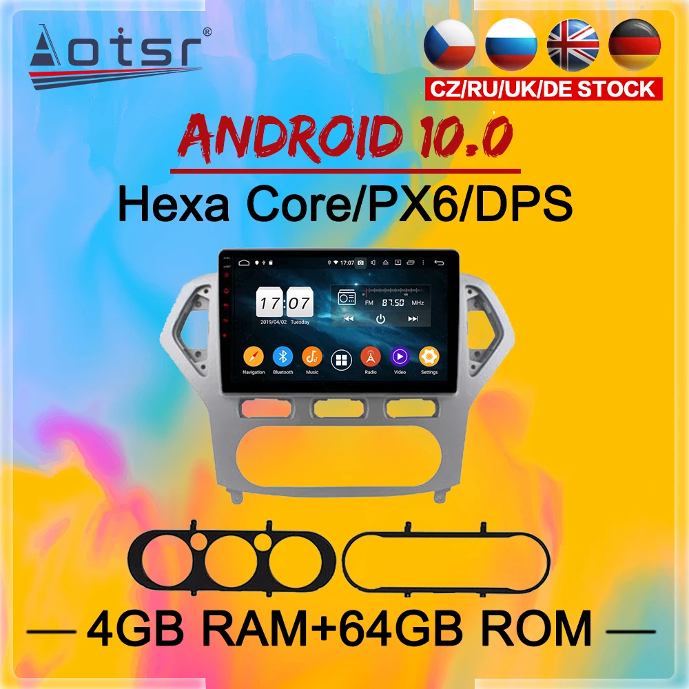 2Din Touch IPS Screen Android 10 Car multimedia Player For Ford Mondeo MK4 2007-2010 GPS Navigation Audio Radio stereo head unit