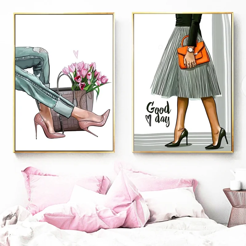 Fashion-Super-Model-Vogue-Girl-Handbag-Wall-Art-Canvas-Painting-Nordic-Posters-And-Prints-Wall-Pictures(1)