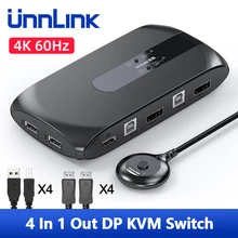Aliexpress - Unnlink 4K 60Hz DP KVM Switch 4 PCS Computers Share 1 set of Mouse Keyboard Monitor 4 PCs USB 2.0 for Host Laptop TV Projector