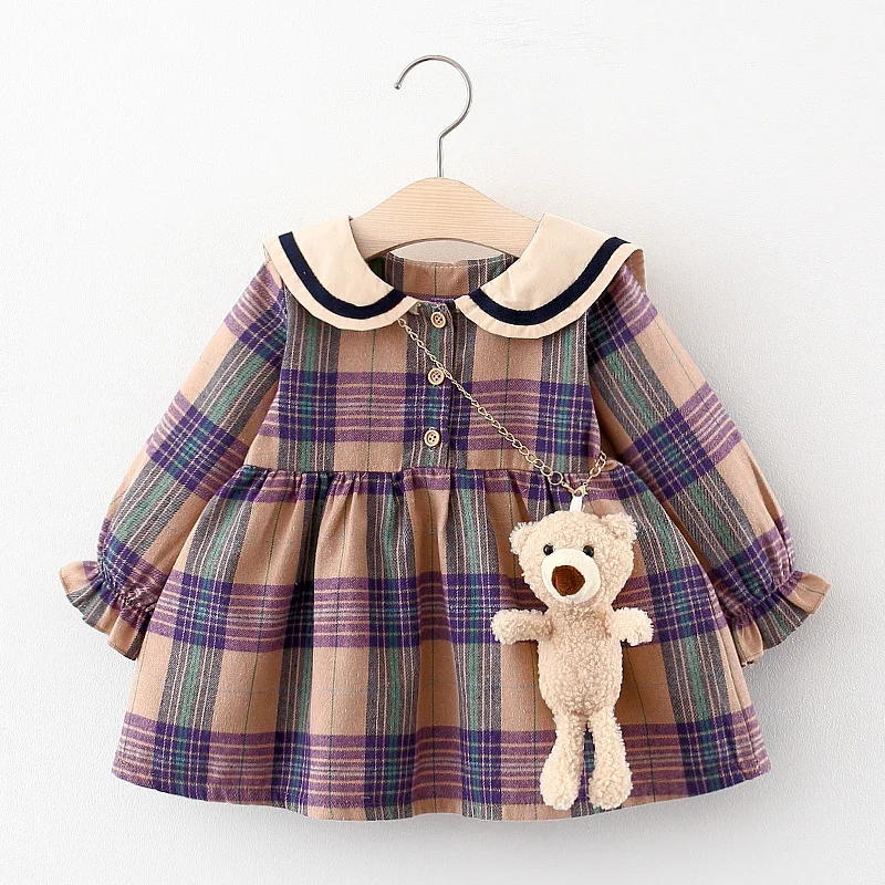 2024 Fall Newborn Baby Girl Dress Clothes Toddler Girls Princess Plaid Birthday Dresses For Infant Baby Clothing 0-2y Vestidos 2