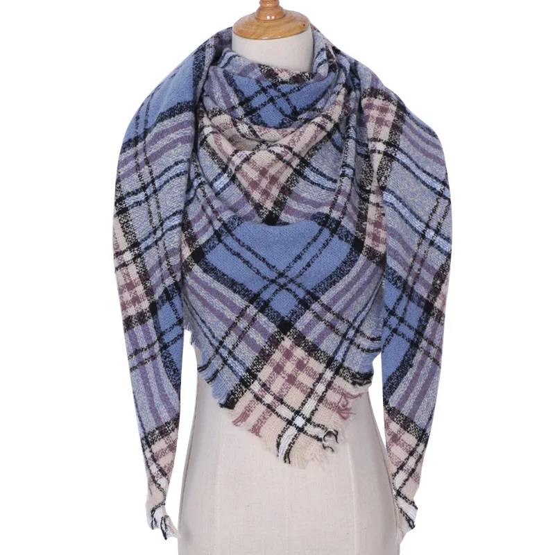 2019 new designer brand women cashmere scarf triangle winter scarves lady shawls and wraps knit blanket neck striped foulard (28)