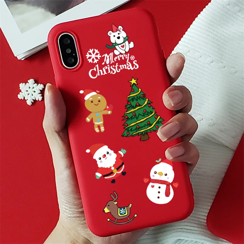 katong6 Красный матовый Рождественский Мягкий ТПУ чехол s для iPhone 7 8 6 6S Plus 10 11 Pro XS Max X XR XS чехол для iPhone 7 Plus чехол для телефона - Цвет: katong6