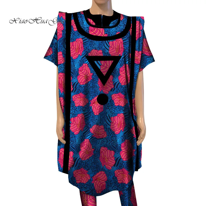7 Dashiki Bazin Riche Ankara комплект из 3 предметов, короткий рукав, пальто и брюки, халат, африканская Повседневная Традиционная рубашка "Дашики", мужская одежда WYN566 - Цвет: 7