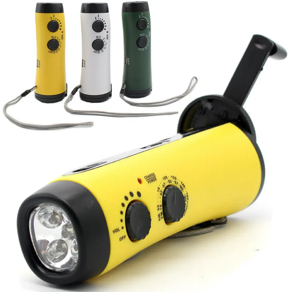 

USB Portable Emergency Hand Crank Generator Solar AM/FM/WB Radio Flashlight Charger Outdoor Camping Light