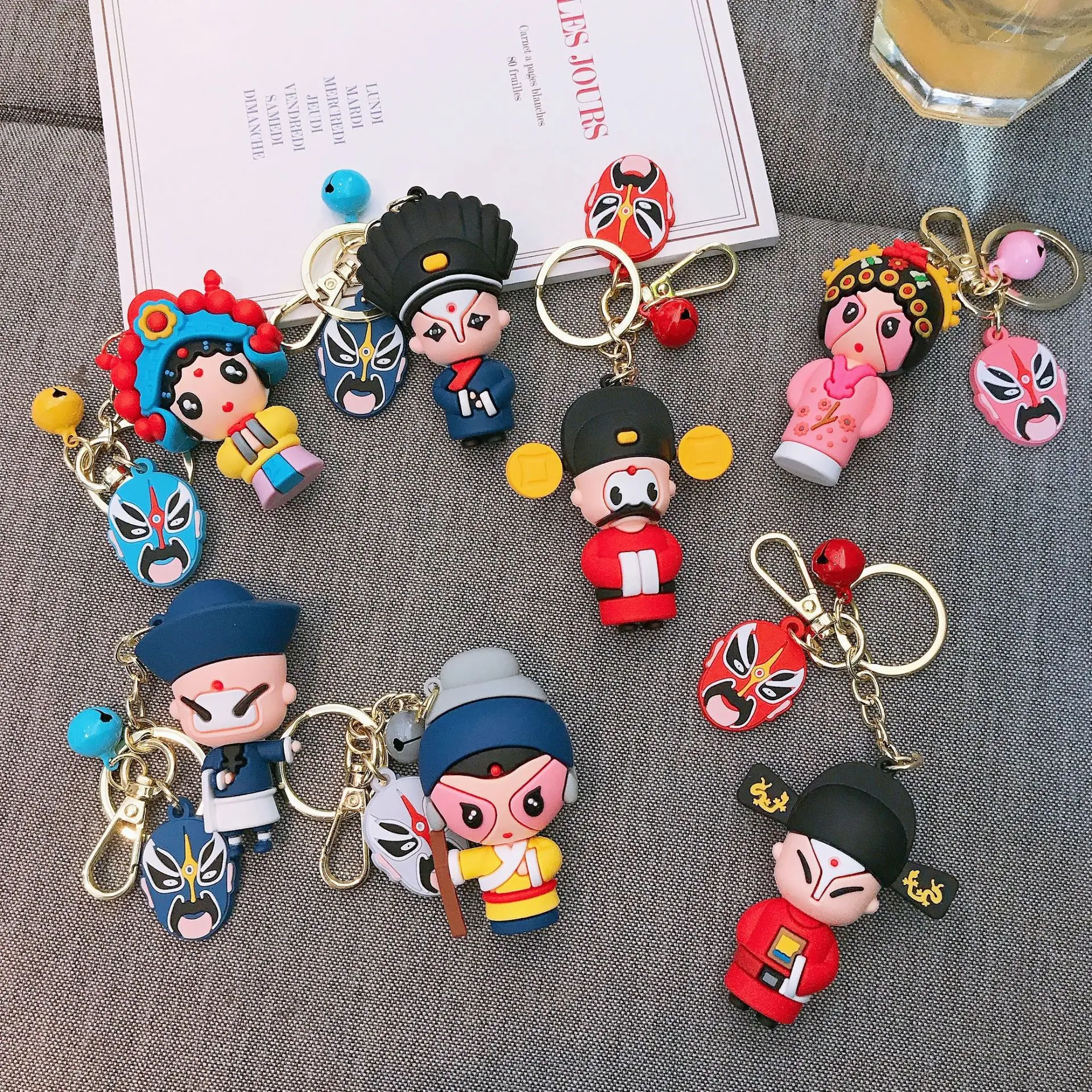 

Creative Chinese style Beijing Opera Mask figure key ring mobile phone pendant cartoon doll travel features souvenir gift