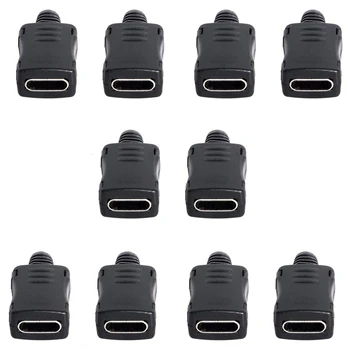 

10PCS 4Pin Type C Socket Connector USB C Female SMT Type with PC Board Housing for OD 3.0mm Cable