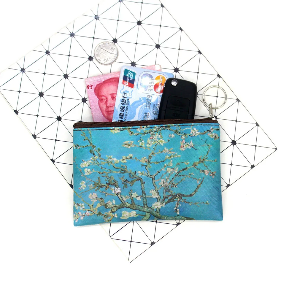 Coin Purse Classic Print Creative Coin Purse Famous Oil Painting Change Purse Lady Holding Small Square Wallet Vintage Student Mini Wallet
