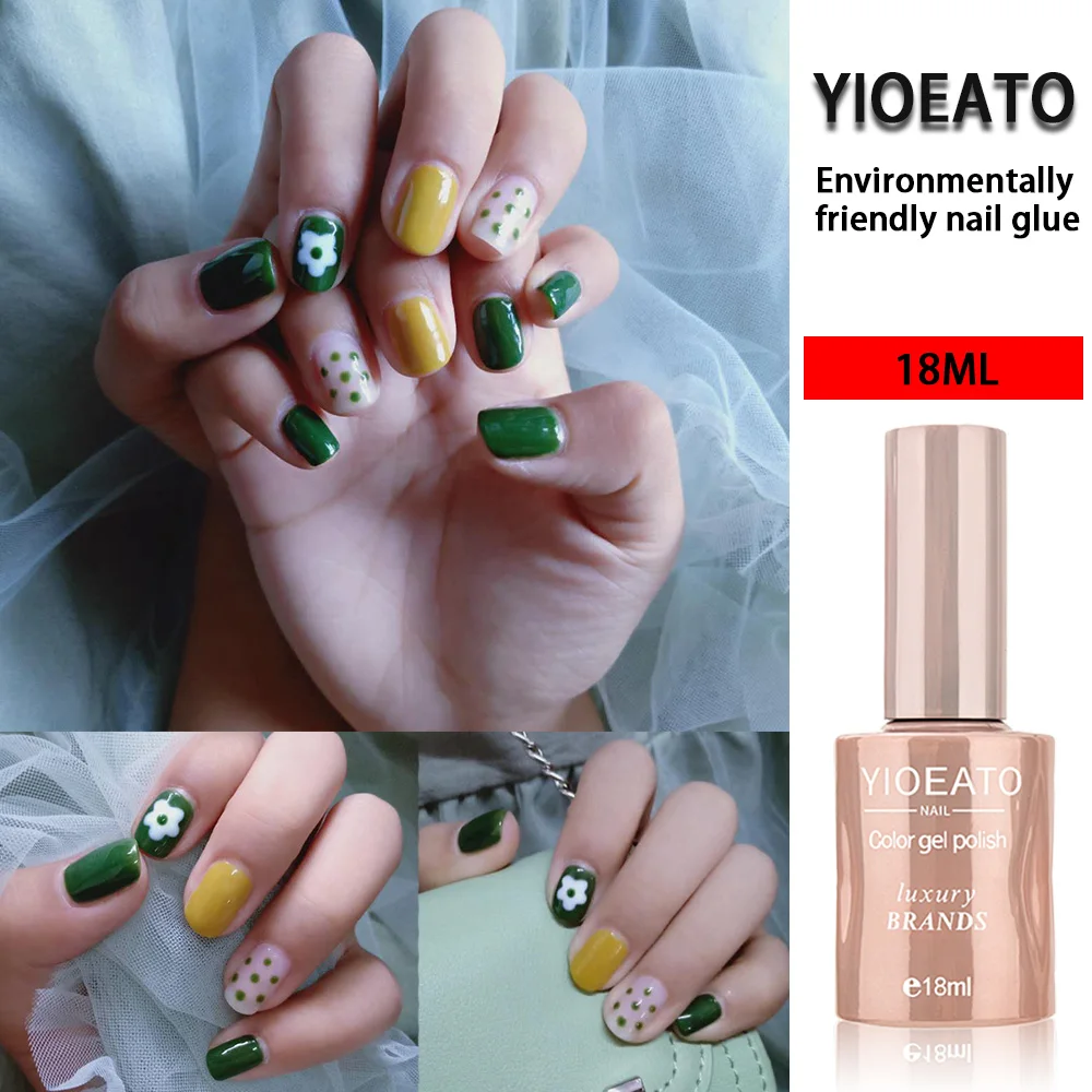 

gel polish Nails Nail Art Gel Plant Nail Polish Set UV With Brush Green Yellow 6ML 18ML Nail Shop Dedicated Shipping
