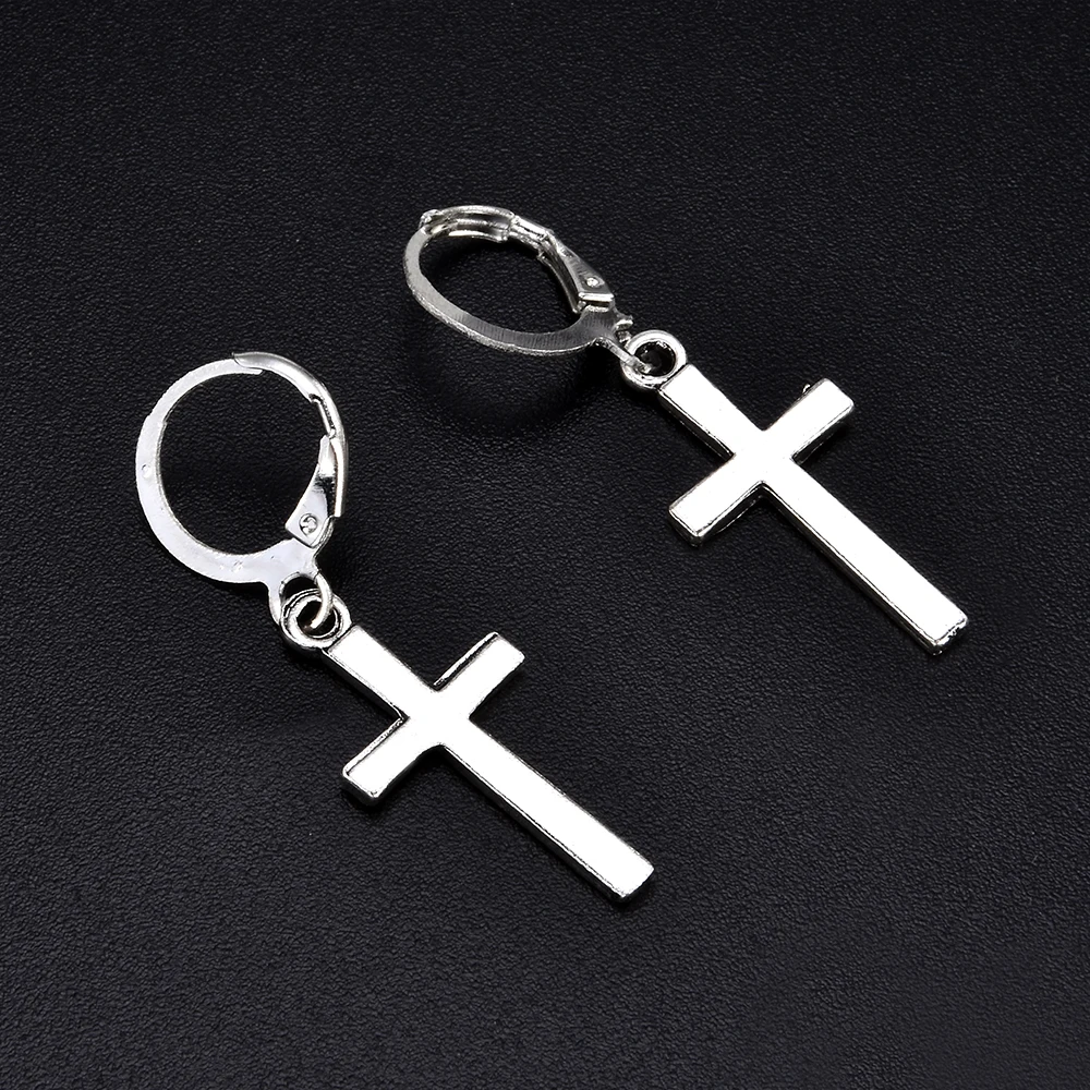 Earrings Party Dangle-Ear Cross-Drop Women Metal Fashion Hoop Studs Punk