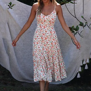 

Australia Floral camisole dress summer 2020 Soft fit Dresses Leisure holiday Women's clothing 2020 rouoas femininas estilosas