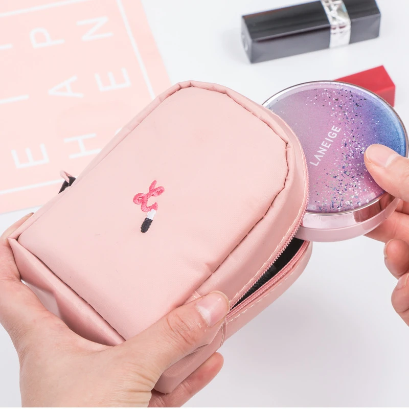 PURDORED 1 Pc Women Cosmetic Bag Mini Makeup Bag Travel Small Make Up Pouch  Lipstick Organizer Trousse Maquillage