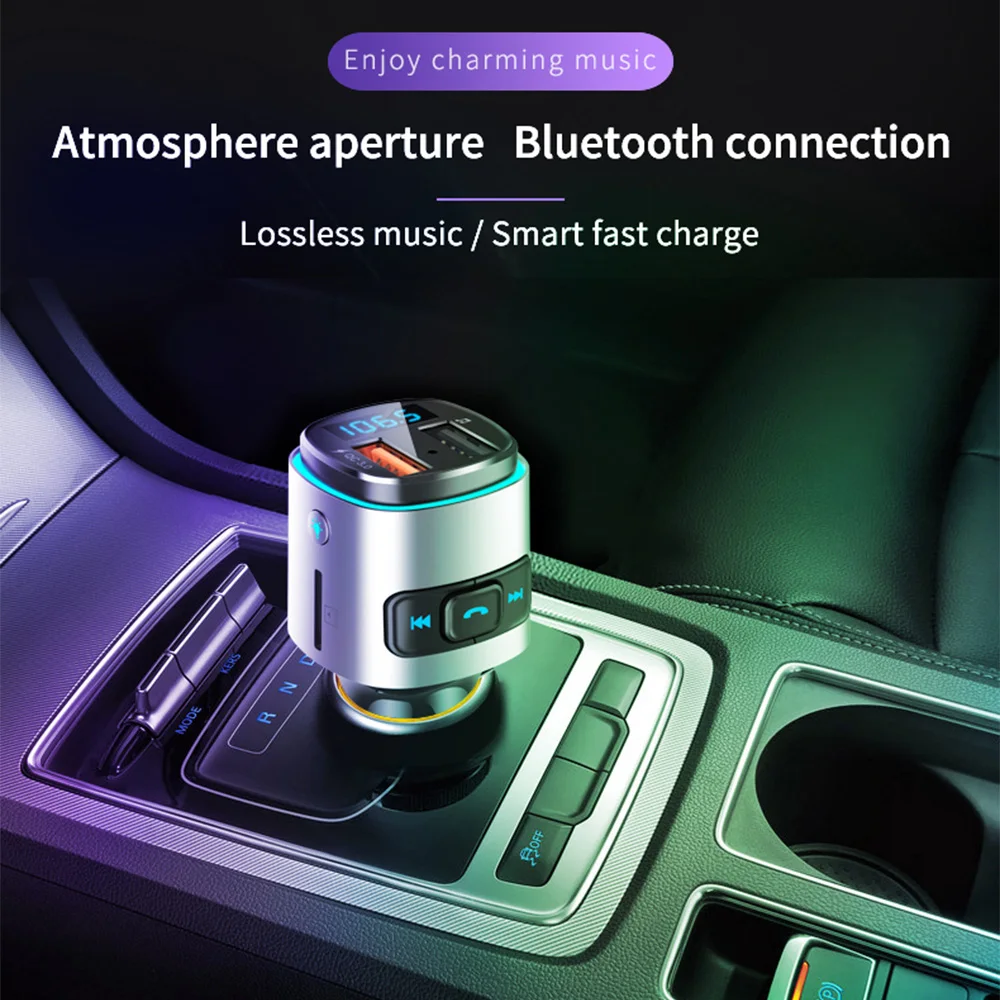 Автомобильный Bluetooth Handsfree fm-передатчик аудио автомобильный аудио-mp3-плеер с QC3.0 Быстрый двойной зарядное устройство usb