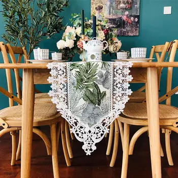 

Fyjafon Table Runner 35*150cm To 35*310cm Jacquard Runners Hollow Lace Dining Table Runners Hotel Wedding Outdoor Table Runner