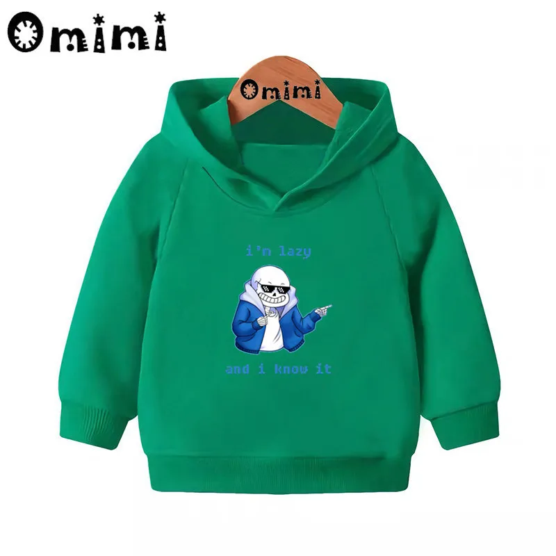 Толстовки с героями мультфильмов «Dabbing Undertale Sans»; детские толстовки с капюшоном; крутой пуловер для малышей; топы для девочек и мальчиков; осенняя одежда; KMT3053 - Цвет: Green-3053P