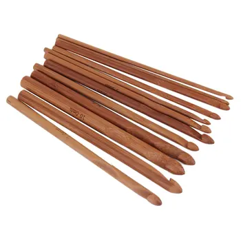 

Hot 12 Size Bamboo Handle Crochet Hook Knit Yarn Craft Knitting Needle Set 1set New